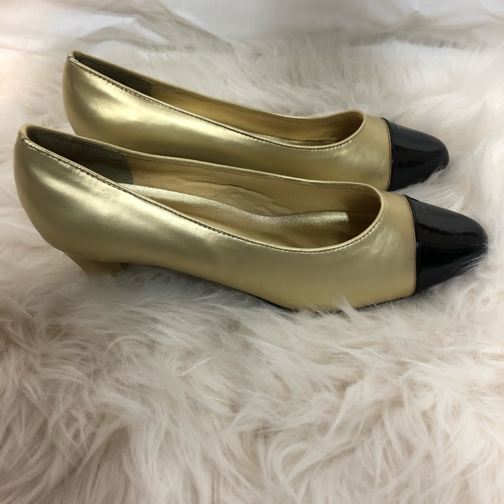 Gold And Black Toed Heels